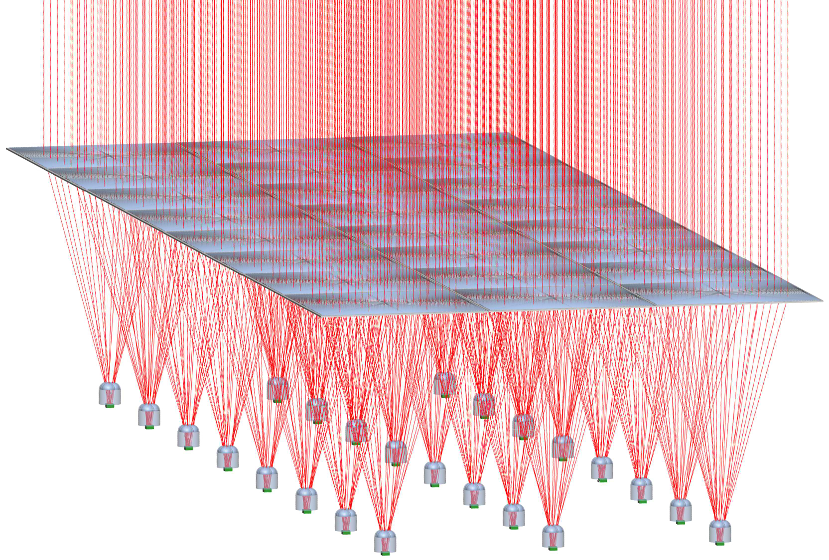 Array level layout of the eight-fold Fresnel-based CPV system.