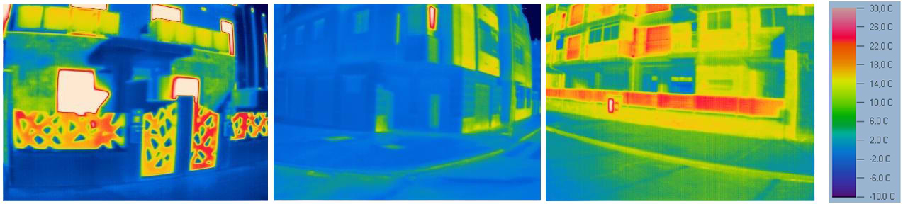 Processed thermographic images, ready for being projected on their corresponding positions in the point cloud.