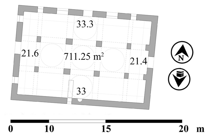 Detailed plan of the main prayer-hall in the Upper Mosque in Hama.