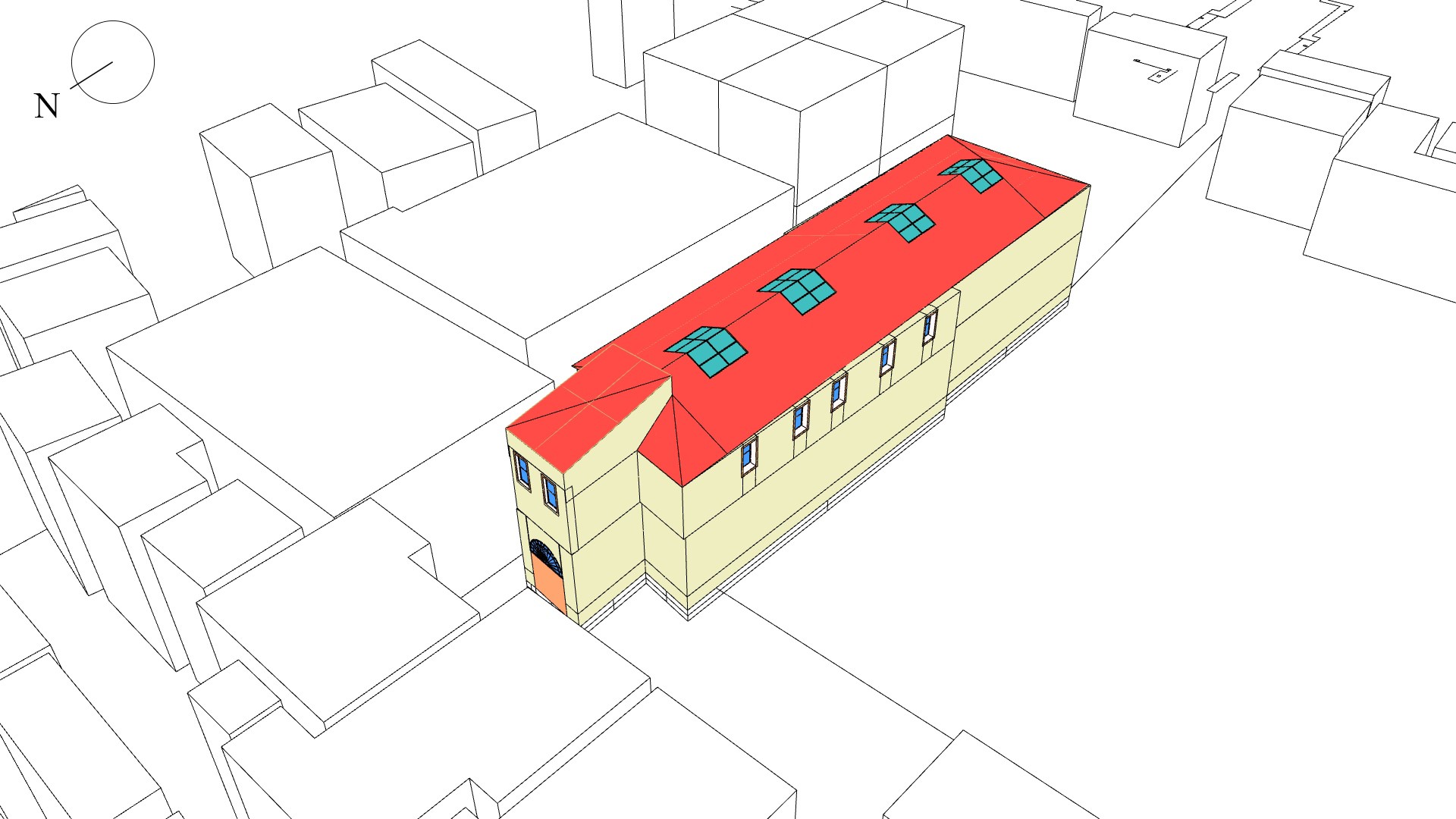 3D modelled view of the historical akin passage with its surrounding.