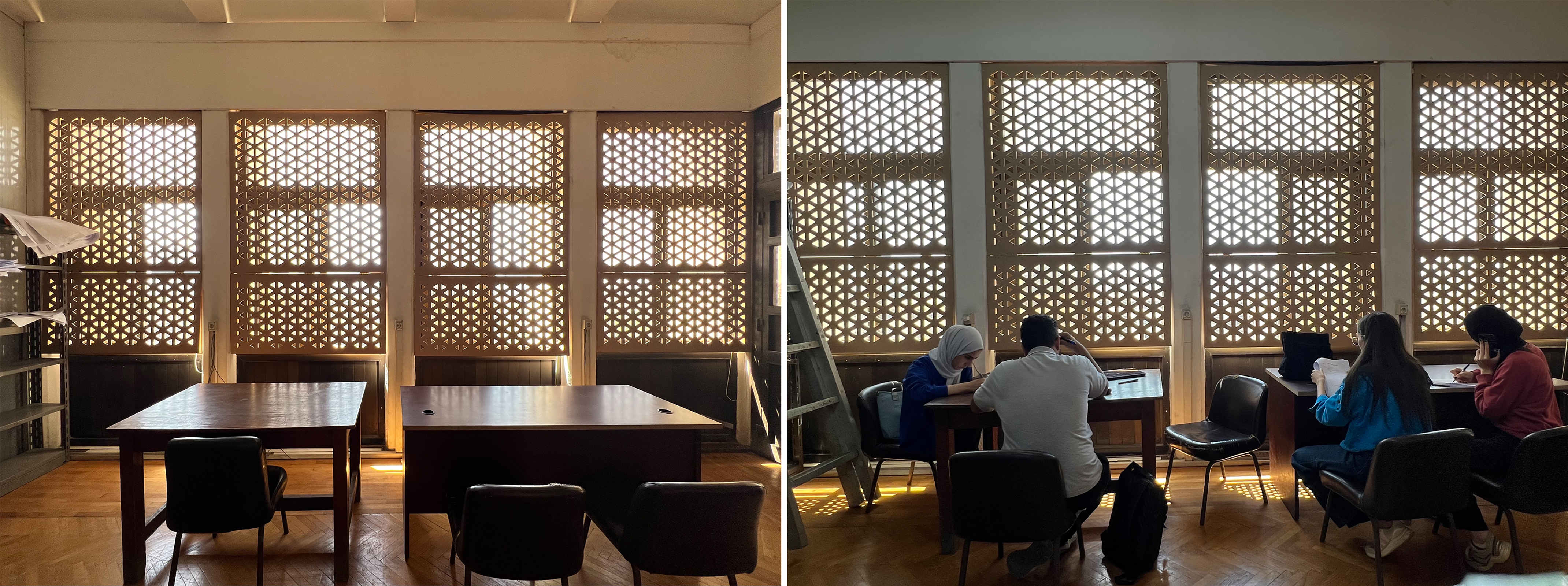 Parametric patterned facade installation.