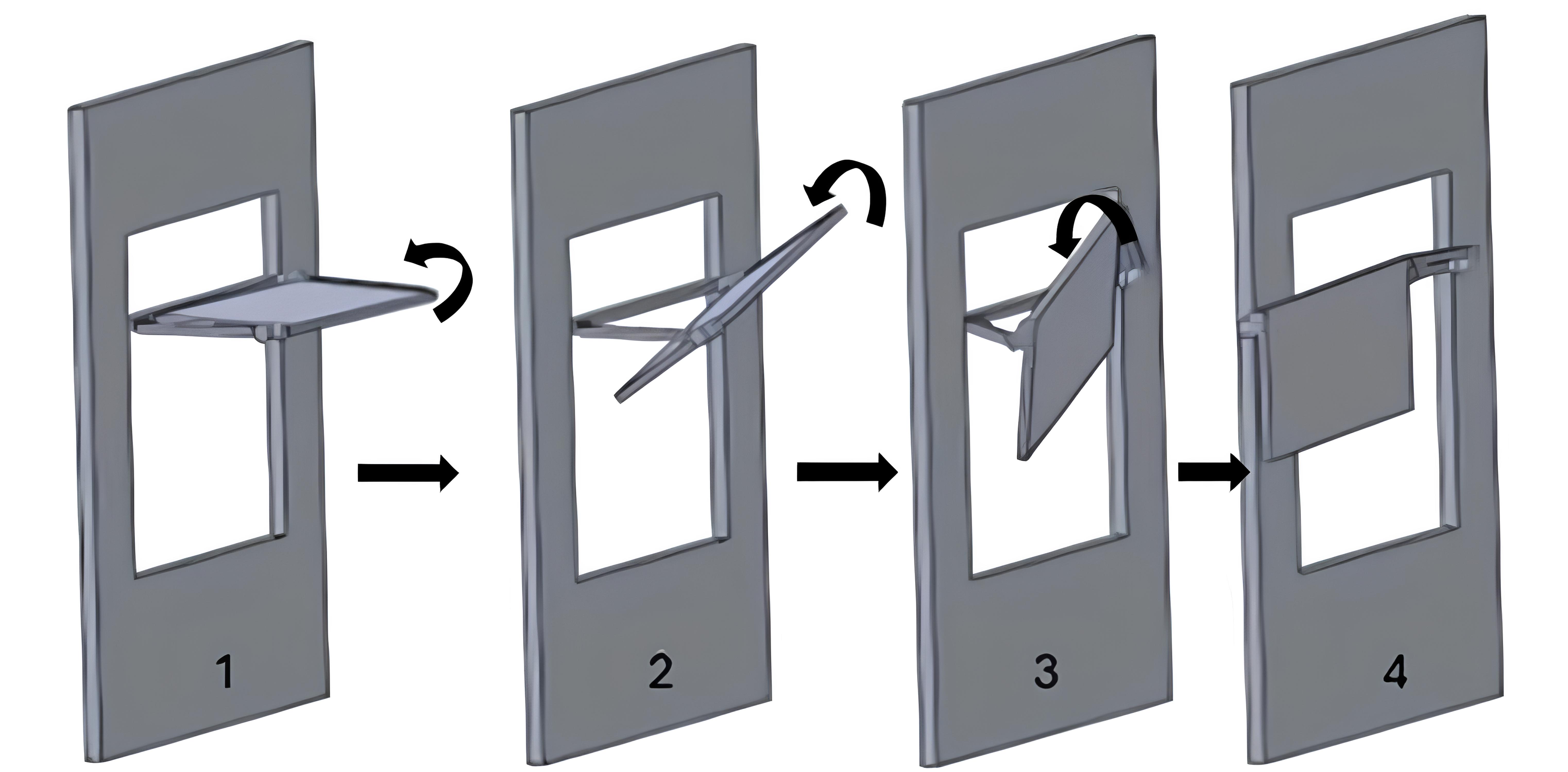 The motion of the Altmann linkage-based light shelf with b = 80.