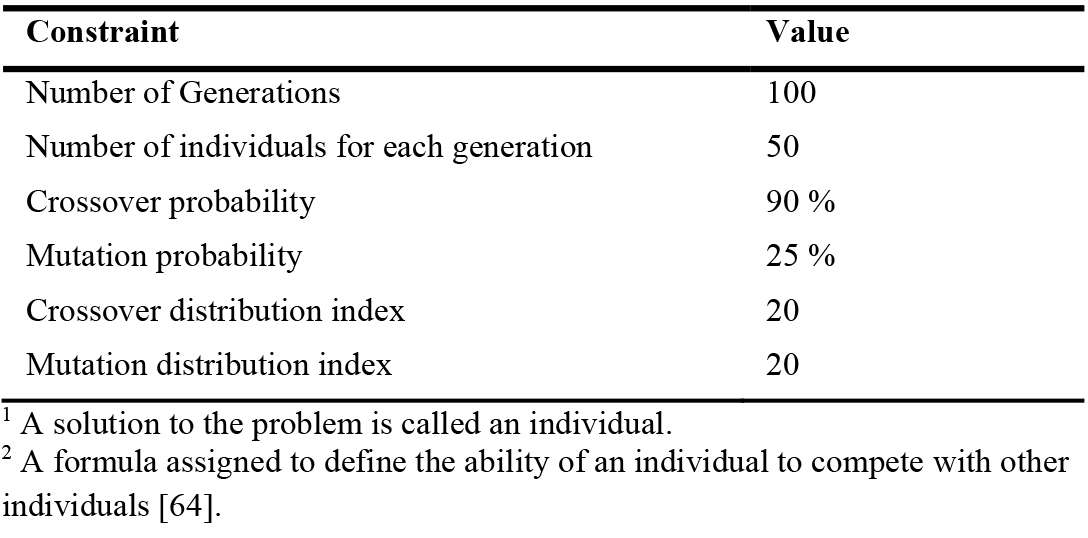 Initial NSGAII constraints.