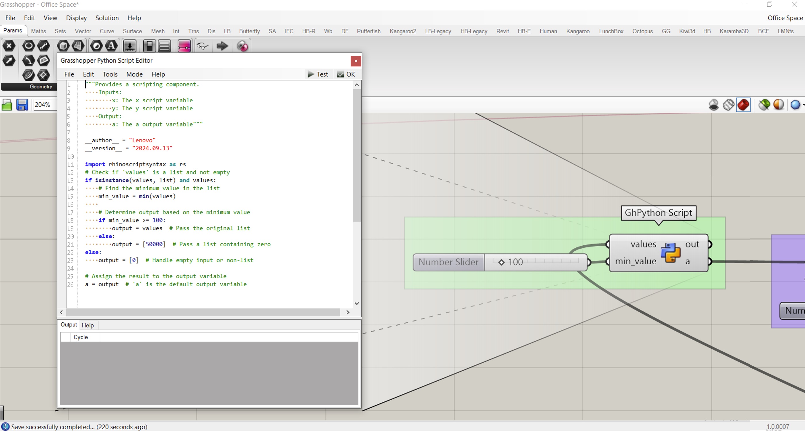 The Python code in the