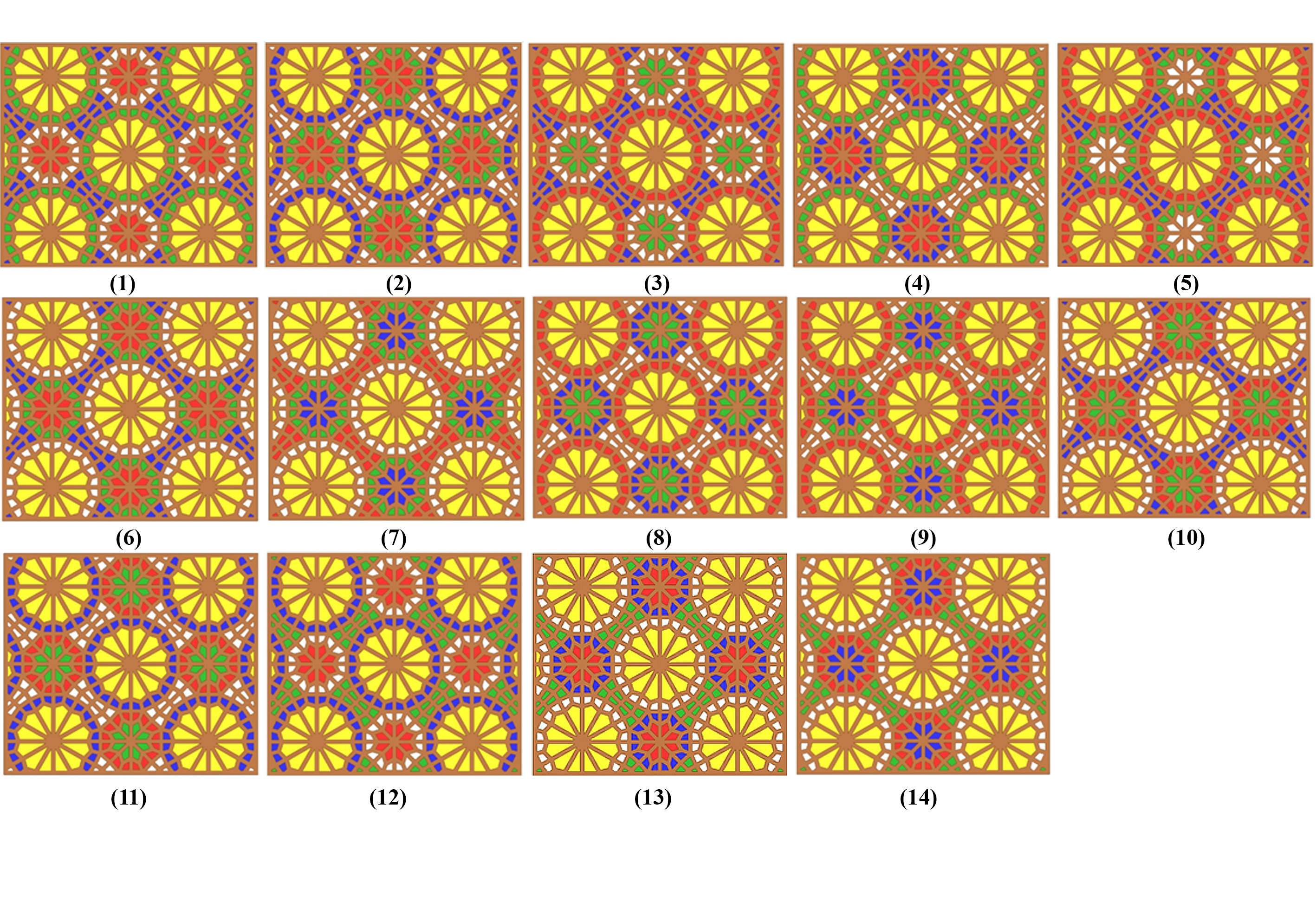 Selected optimal alternatives of colored glass combinations.