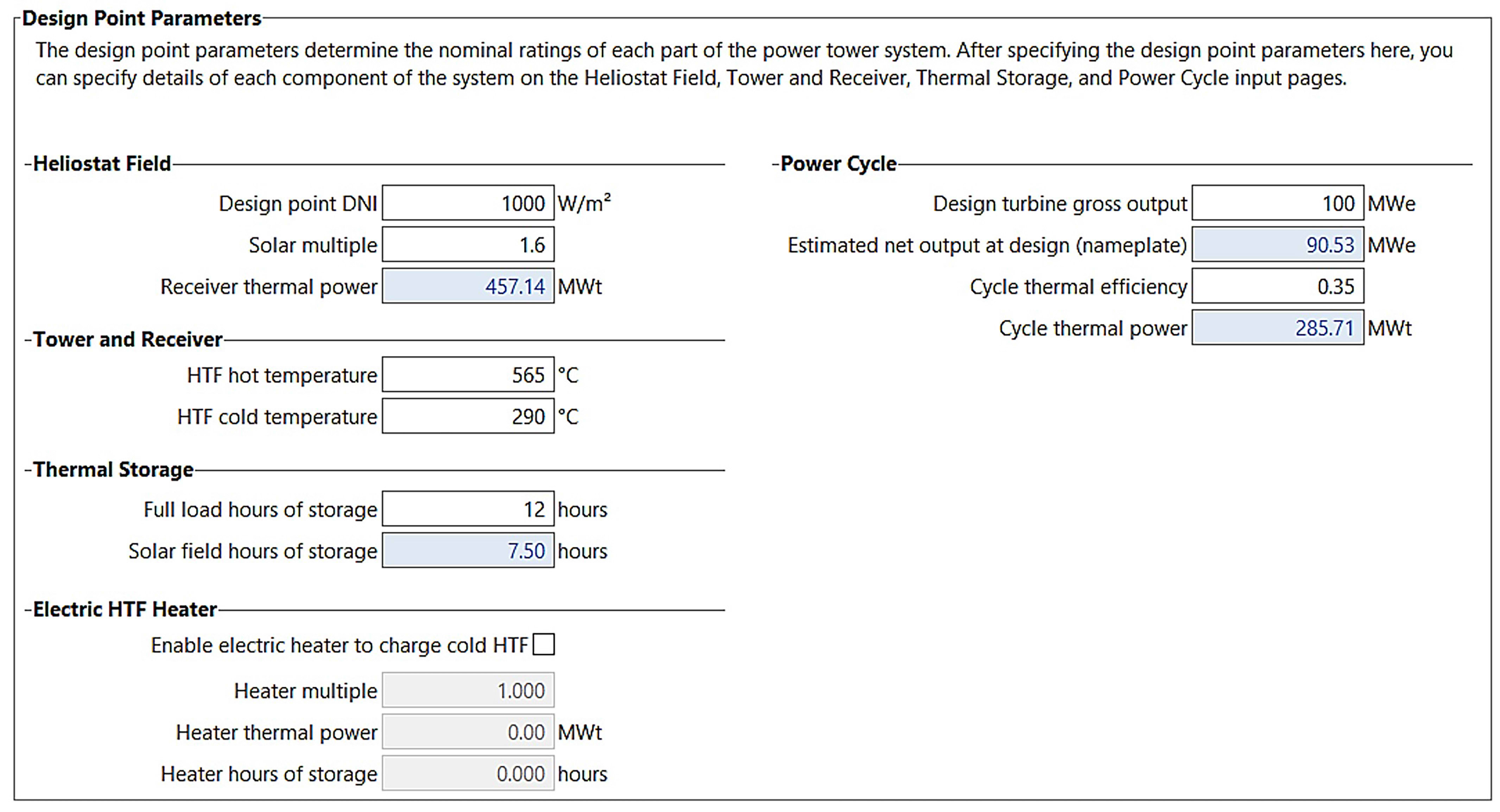 Design parameters added to SAM.