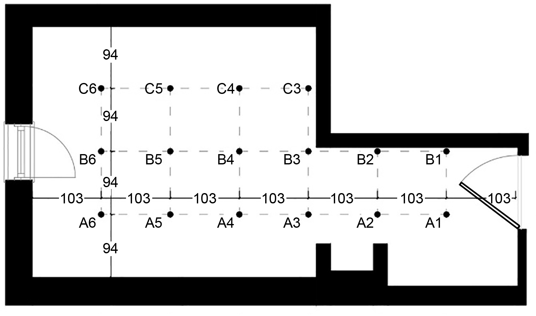 Grid points.