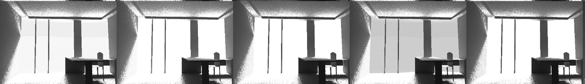 Example of renderings obtained using the five-phase method in building B2 during winter time at 12h00 LT using the LCP.