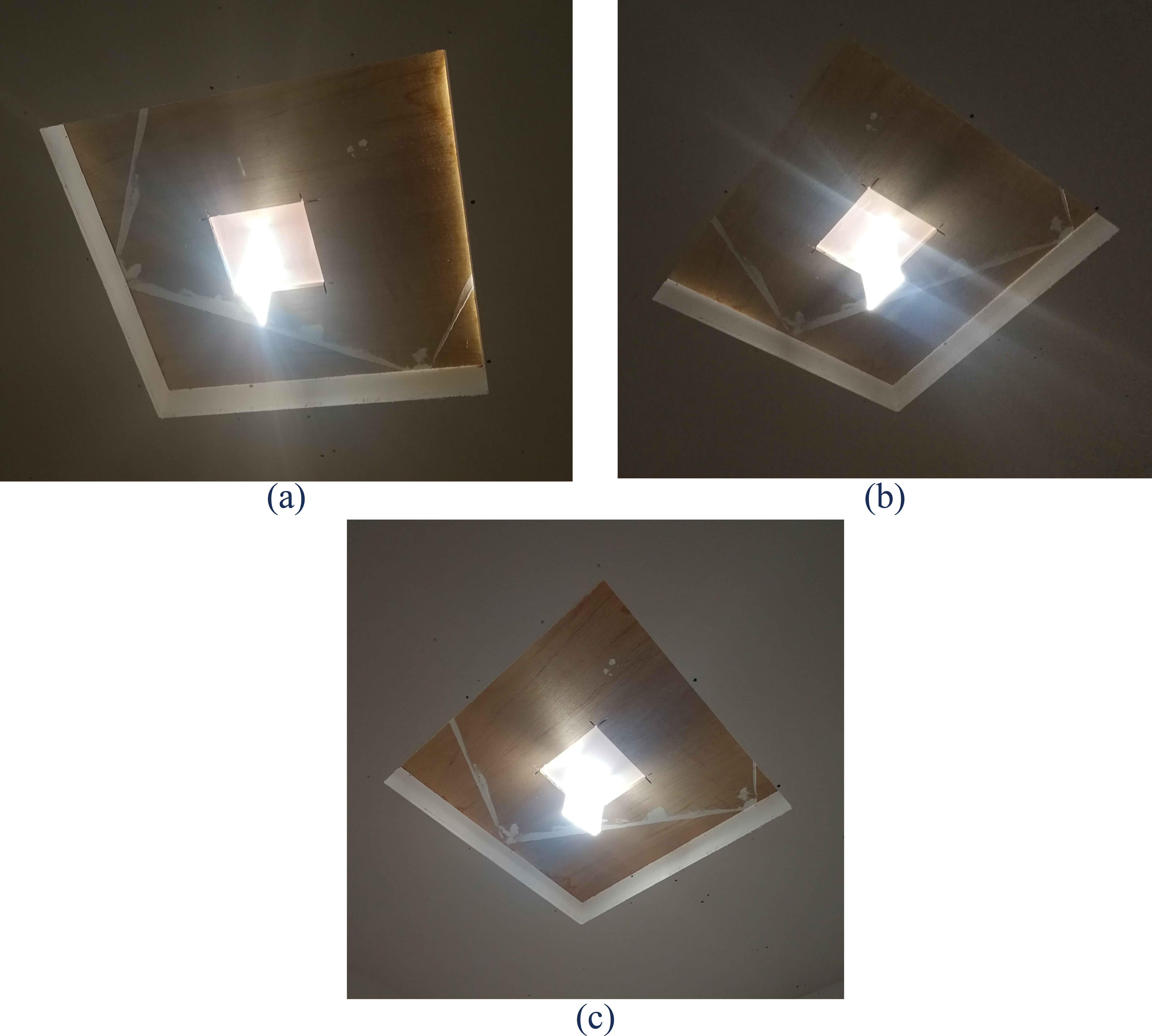 Stage two/ Acrylic glass panel thickness configurations: (a) 5 mm, (b) 10 mm, and (c) 20 mm.