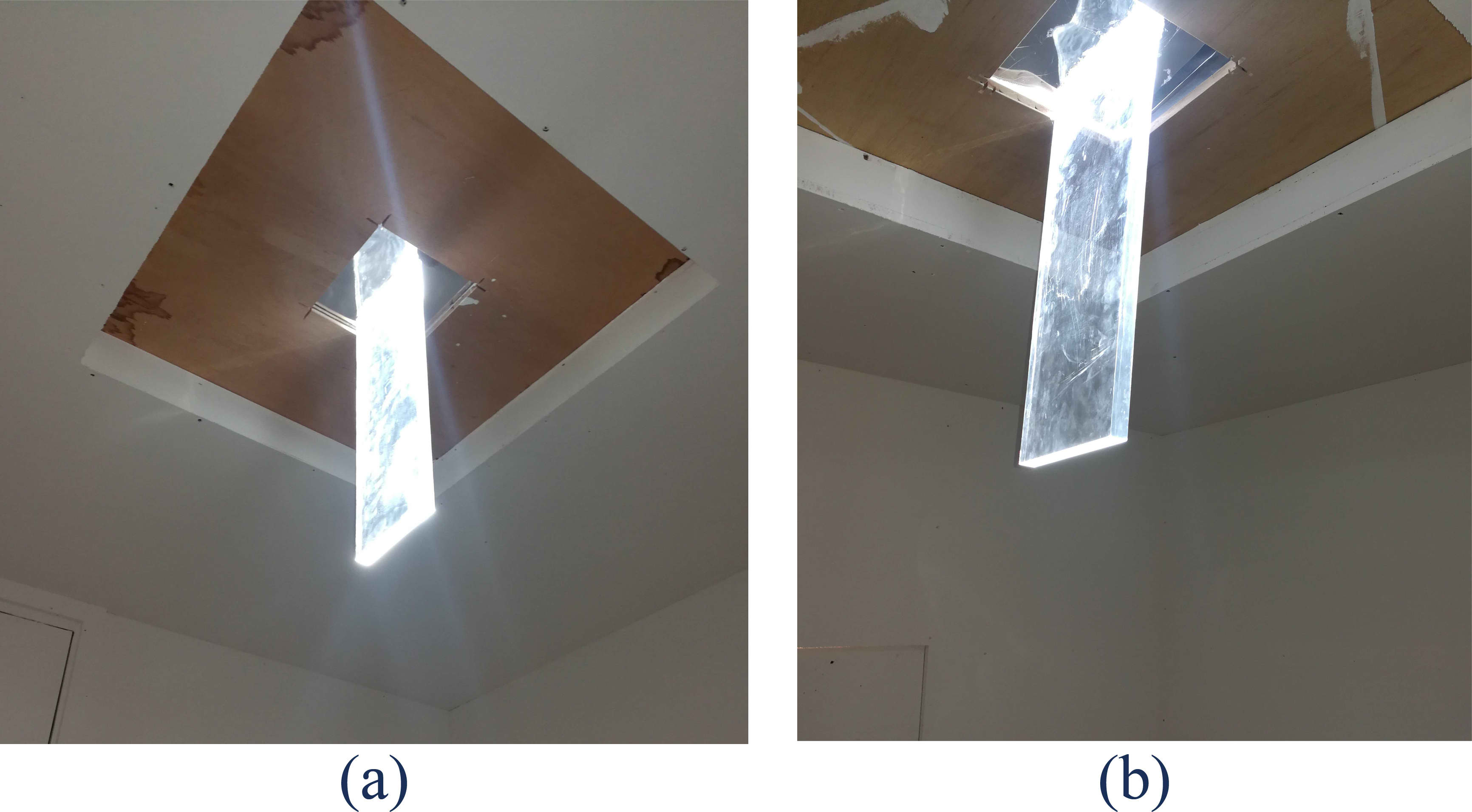 Stage two/ collector width comparative experiment: (a) 15 cm and (b) 20 cm width.