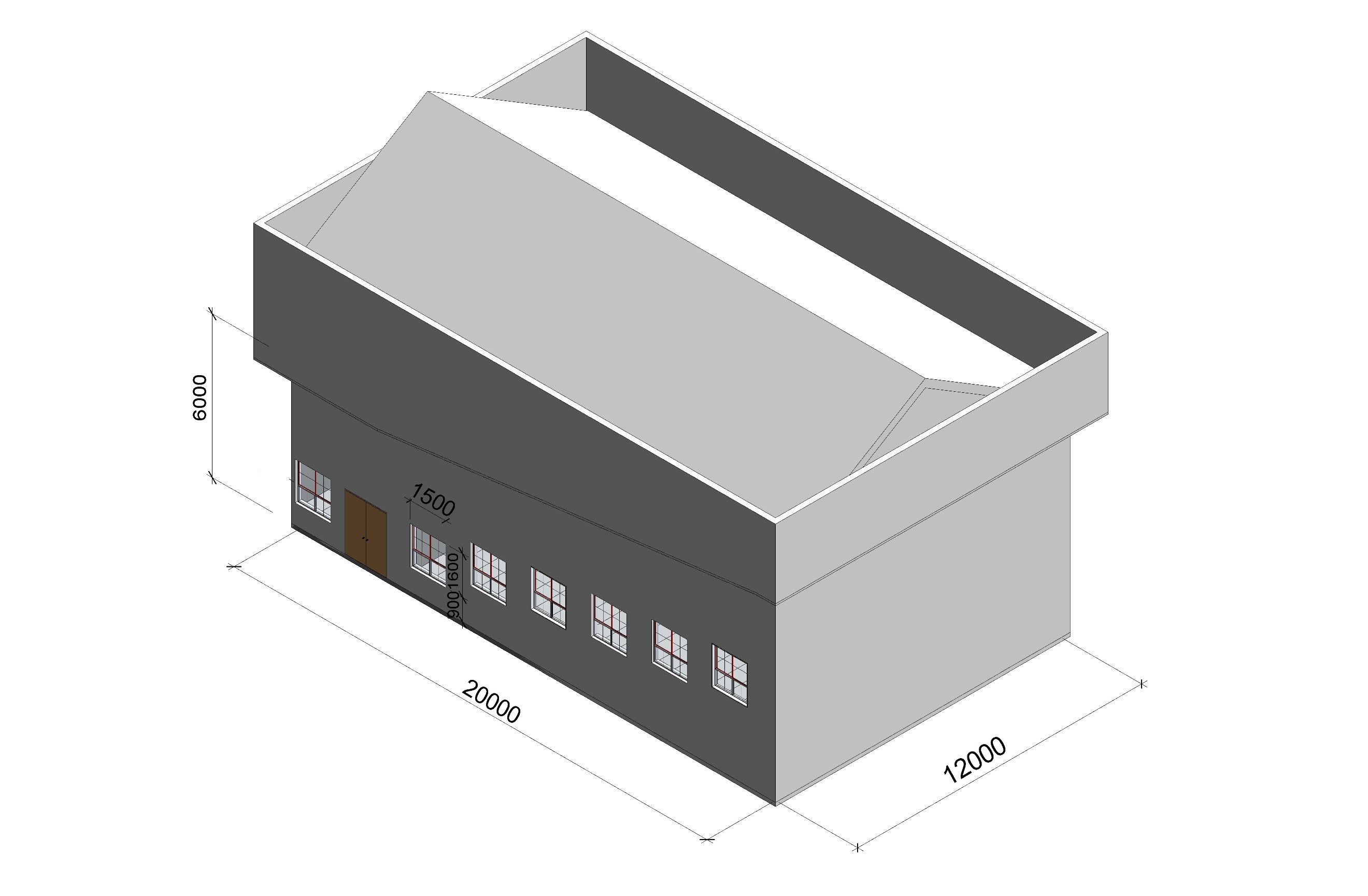 Dimensions of lecture theatre base model for computer simulation of the Base Model lecture Theatre.